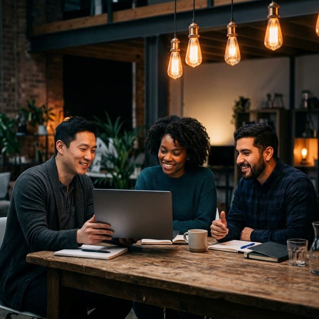 Equipe colaborando em reunião
